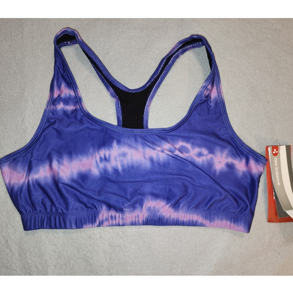 New Balance Sports Bra Womens Large Purple NWT Tie Dye Racerback Athletic